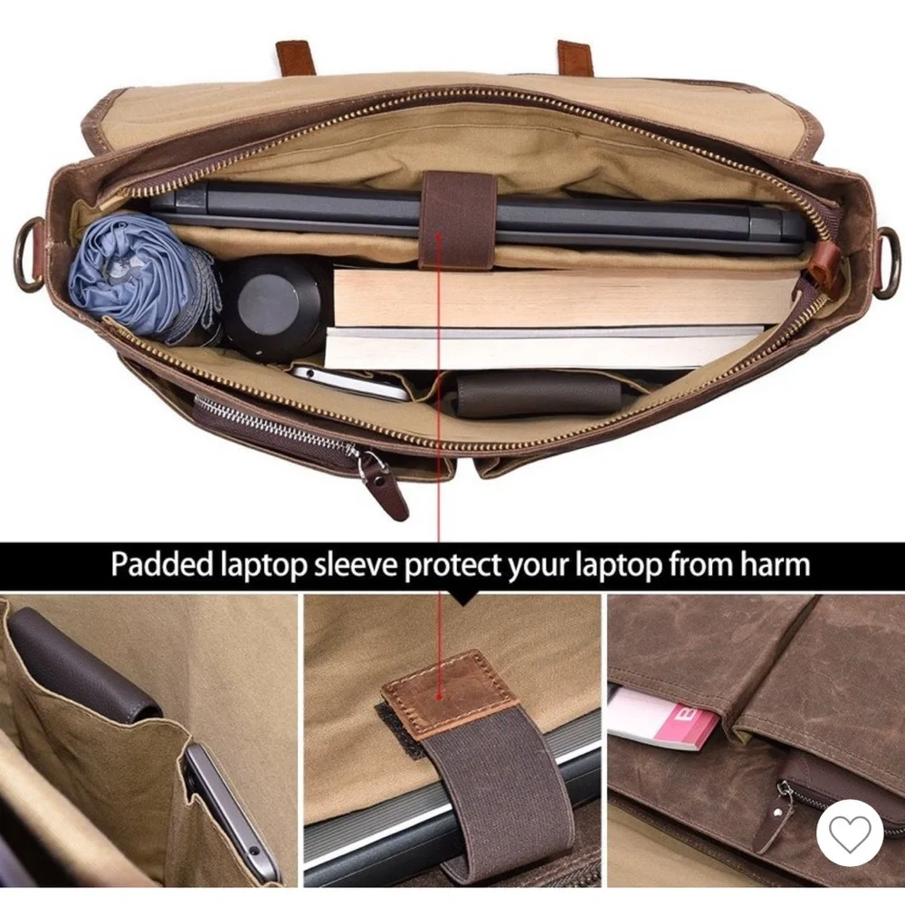 SOLD NWT~Men’s Vintage Leather Messenger Bag 💼 - Picture 7 of 9